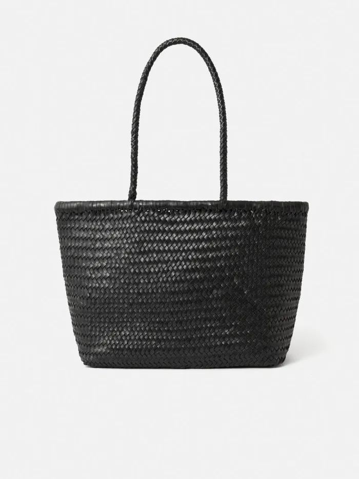 Woven Leather Tote Bag Black Women Jigsaw Wallets and Card Holders
