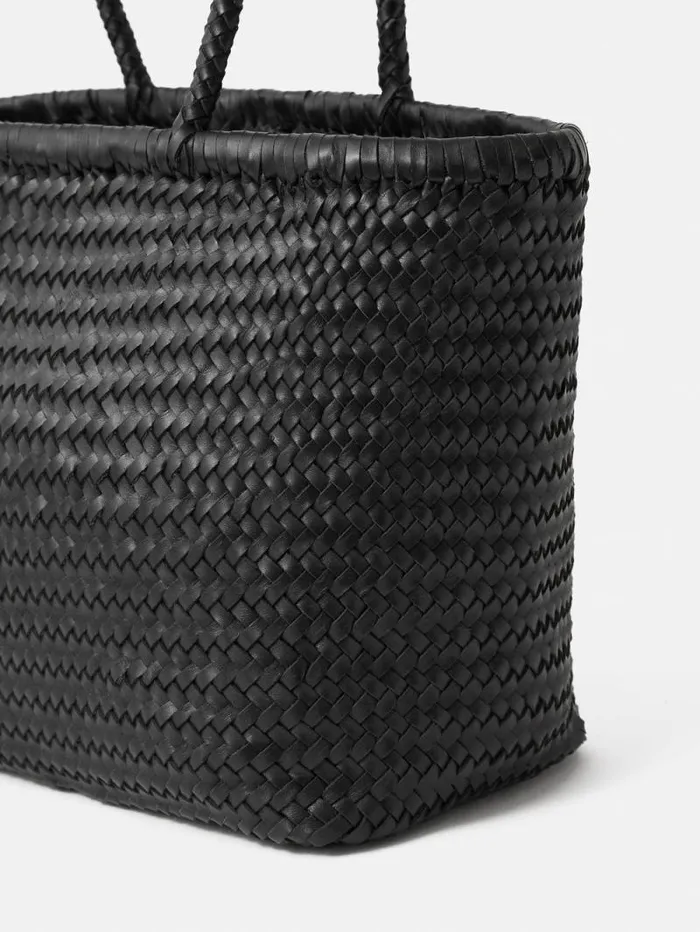 Woven Leather Tote Bag Black Women Jigsaw Wallets and Card Holders