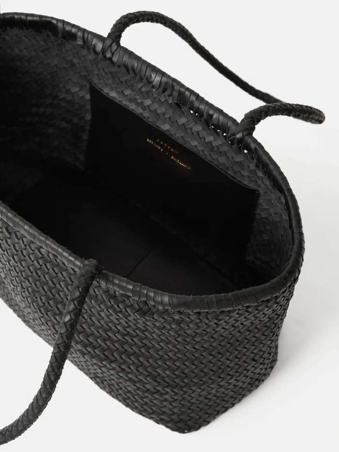 Woven Leather Tote Bag Black Women Jigsaw Wallets and Card Holders