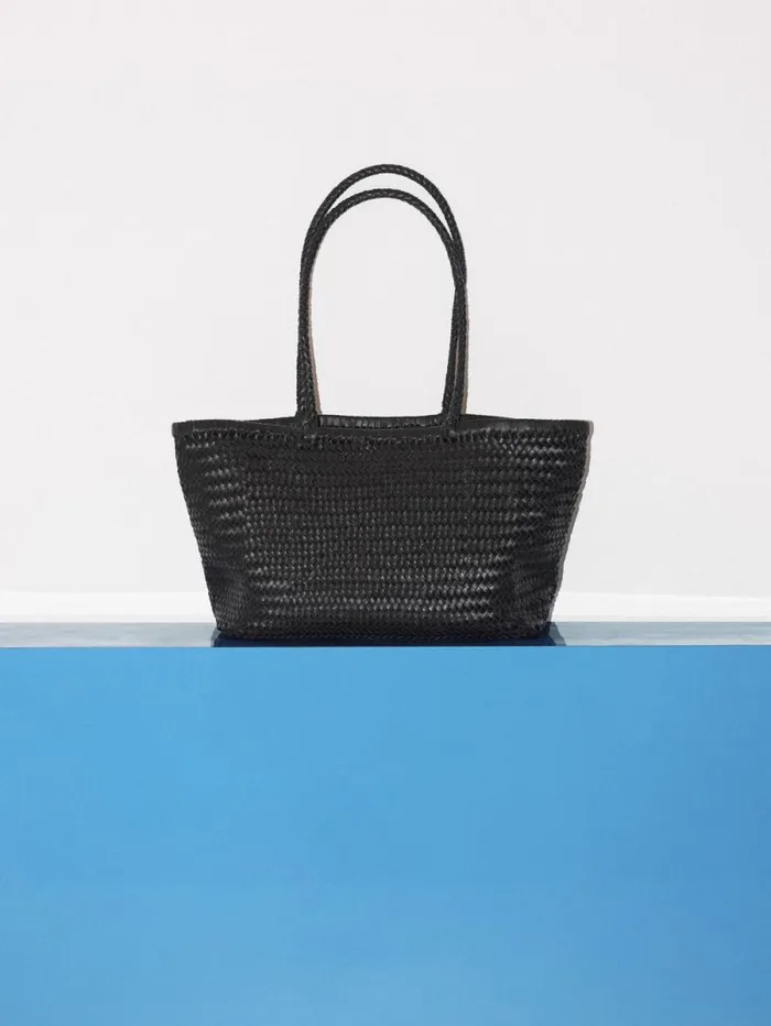 Woven Leather Tote Bag Black Women Jigsaw Wallets and Card Holders
