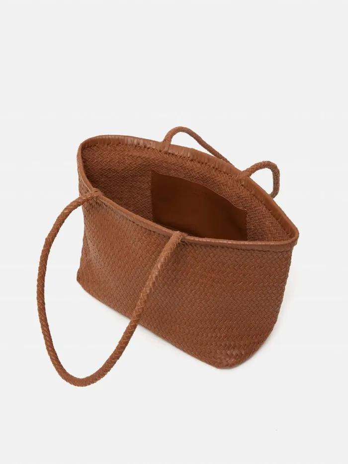 Woven Leather Tote Bag Tan Women Jigsaw Wallets and Card Holders