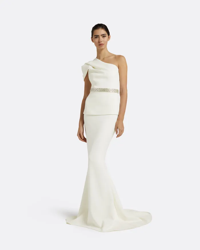 Xebe Ivory Top With Embroidered Belt Ivory Tops Safiyaa Women