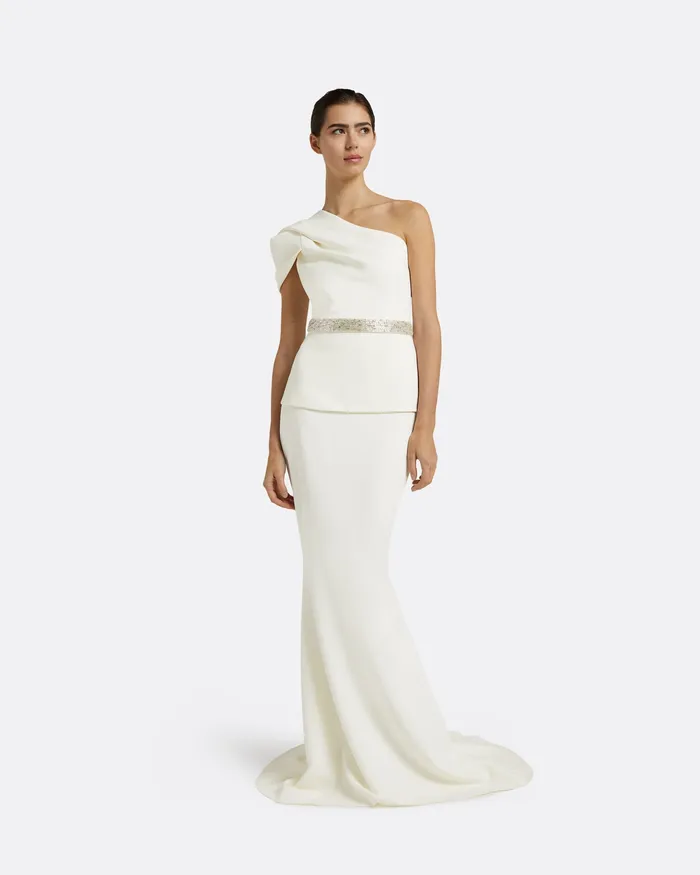 Xebe Ivory Top With Embroidered Belt Ivory Tops Safiyaa Women