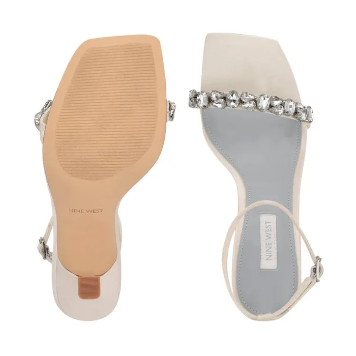 Yazmin Ankle Strap Dress Sandals White Satin Women Nine West Heels Yazmin Ankle Strap Dress Sandals White Satin Women Nine West Heels