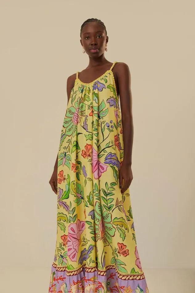 Yellow Floral Insects Maxi Dress Women FARM Rio Maxi Dresses