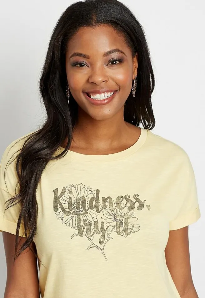 Yellow Kindness Try It Graphic Tee Women Maurices Tops