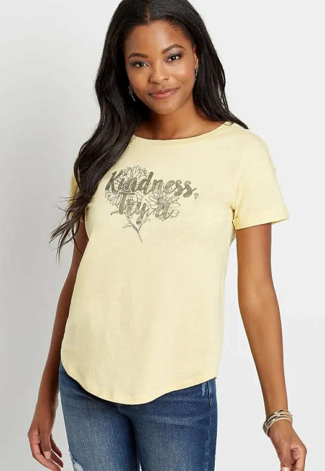 Yellow Kindness Try It Graphic Tee Women Maurices Tops