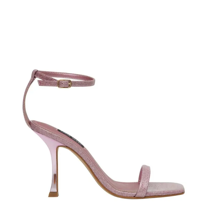 Yess Ankle Strap Sandals Pink Glitter Women Nine West Heels