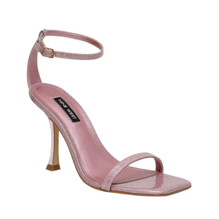 Yess Ankle Strap Sandals Pink Glitter Women Nine West Heels Yess Ankle Strap Sandals Pink Glitter Women Nine West Heels