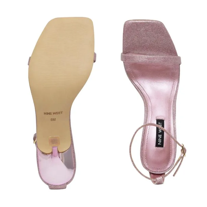 Yess Ankle Strap Sandals Pink Glitter Women Nine West Heels Yess Ankle Strap Sandals Pink Glitter Women Nine West Heels
